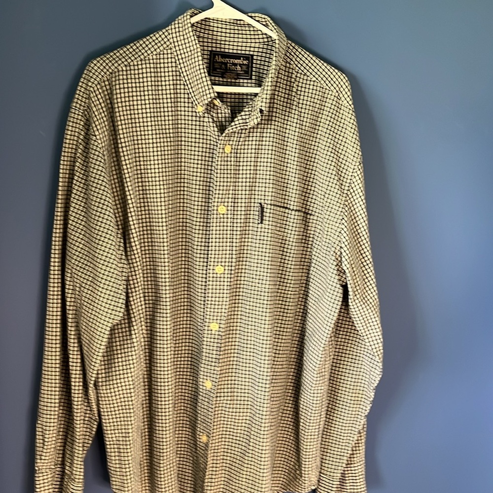 Abercrombie & Fitch MEN sz Large, windowpane plaid shirt, reliable outdoor goods